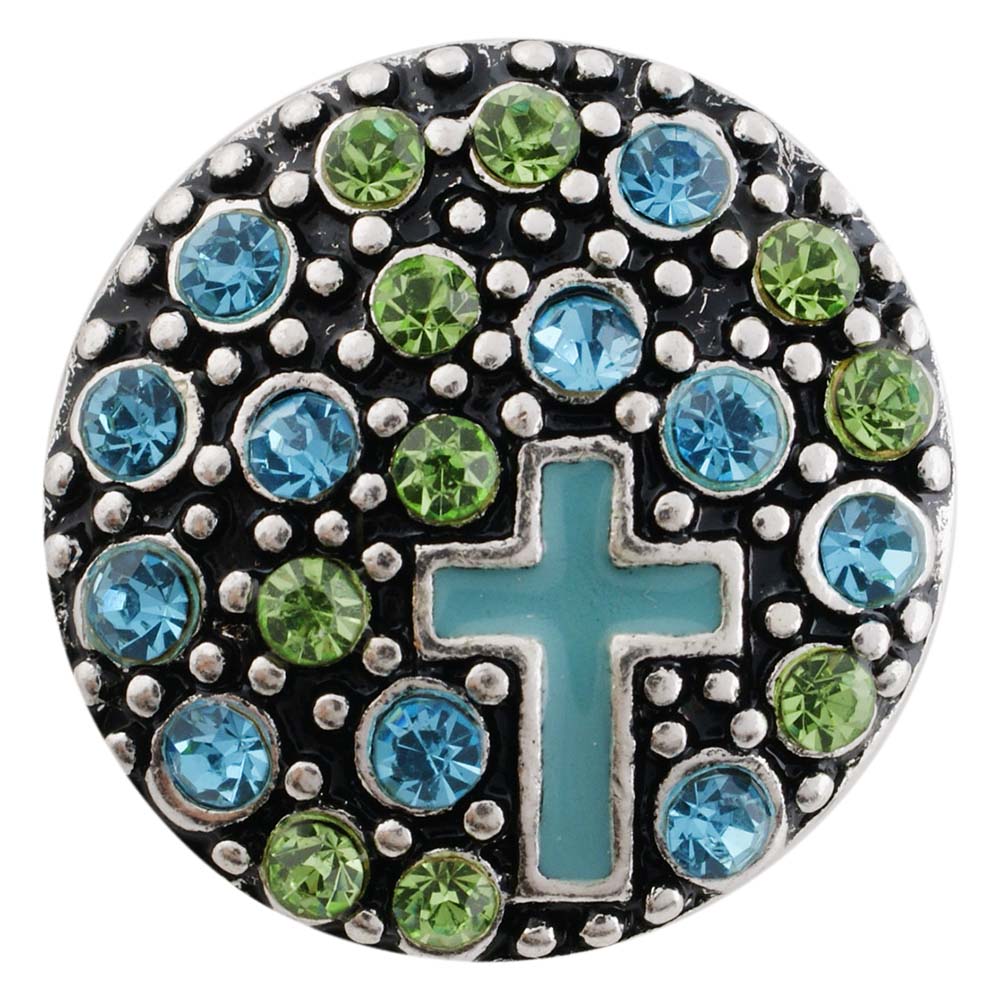 Cluster Cross Crystal Teal Snap - Gracie Roze