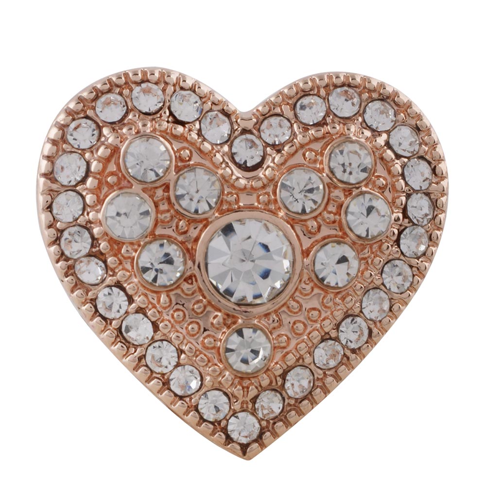 Crystal Heart Rose Gold Snap - Gracie Roze