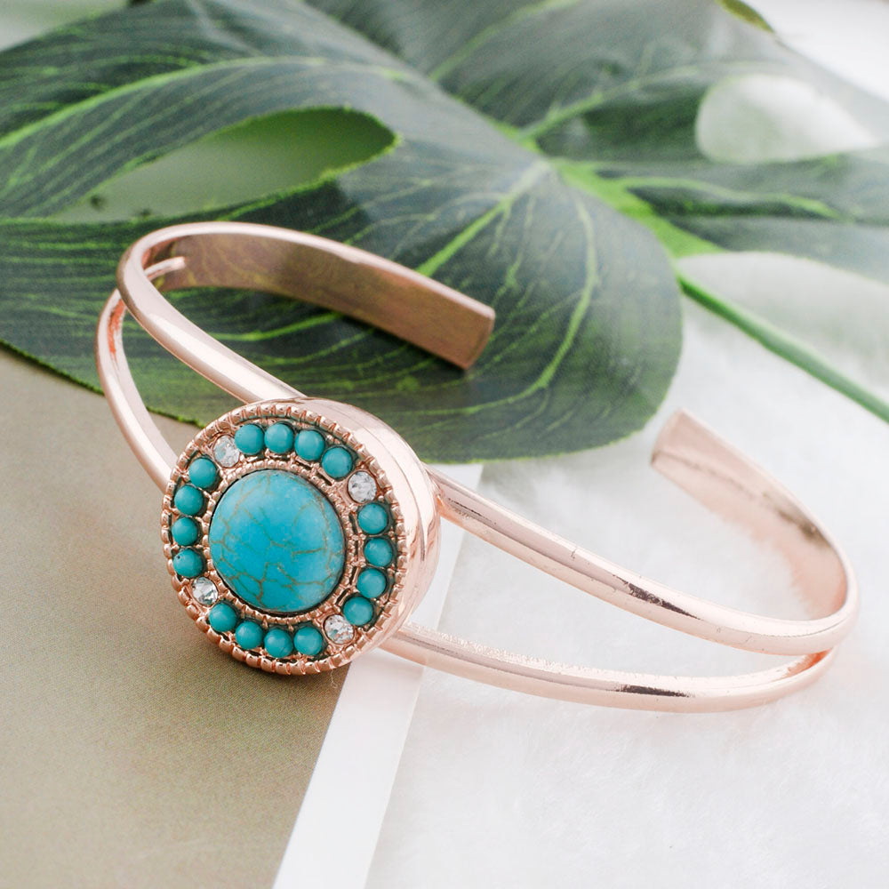 Turquoise Stone Rose Gold Snap - Gracie Roze
