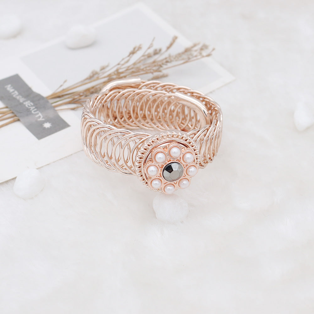 Crystal Pearl Rose Gold Snap - Gracie Roze