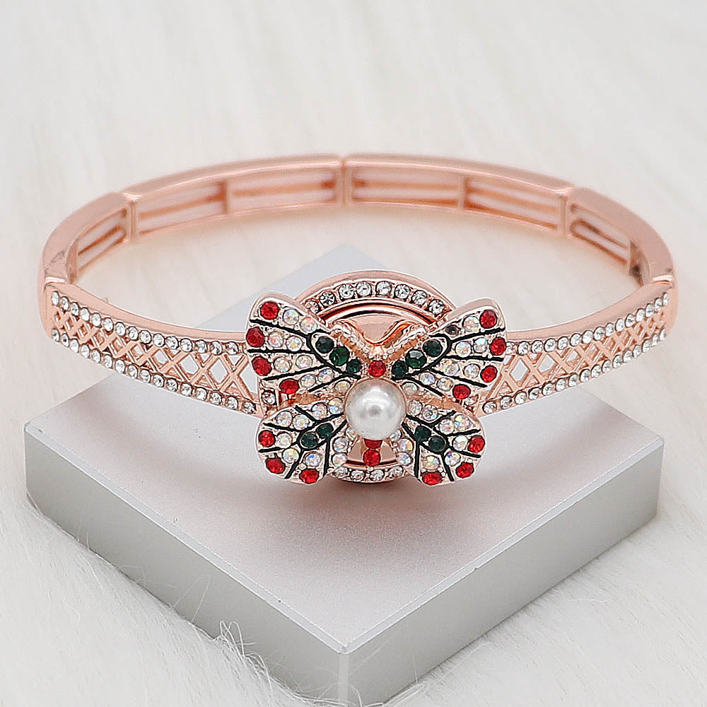 Red and Green Butterfly Rose Gold Snap - Gracie Roze