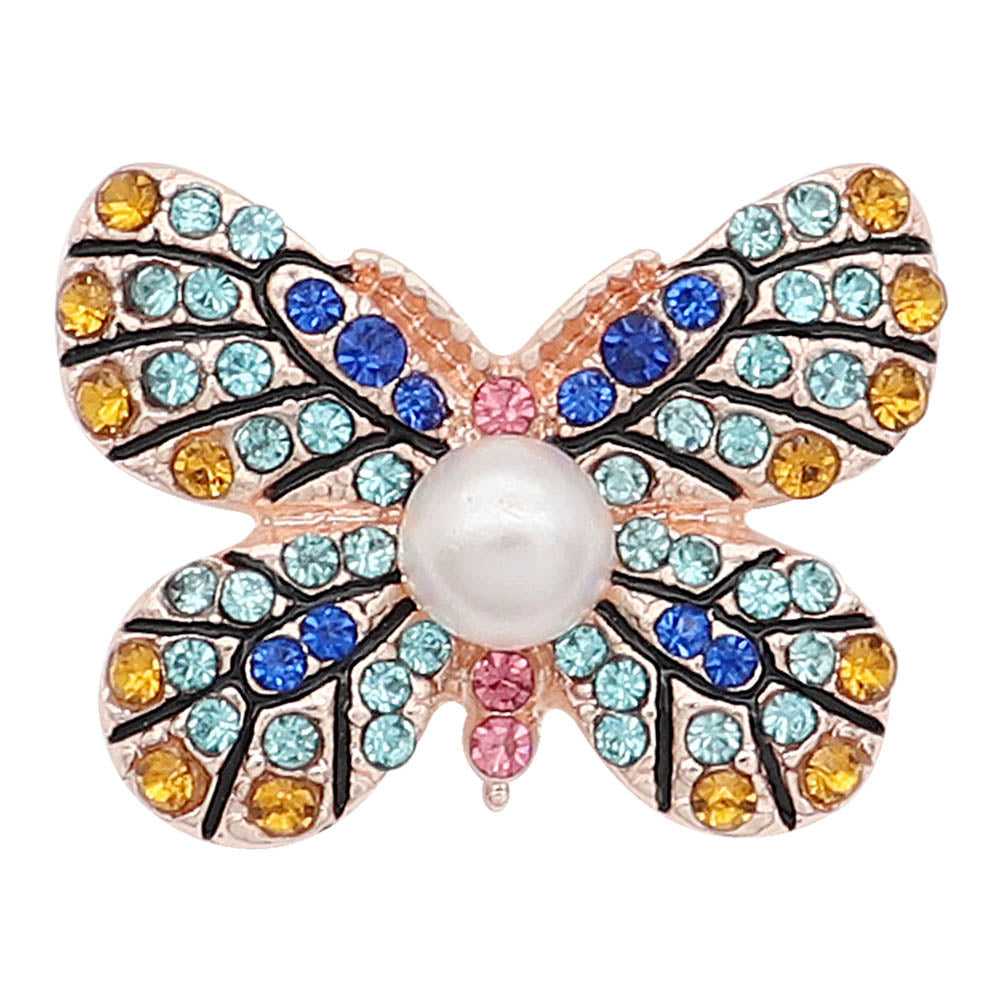 Blue and Yellow Butterfly Rose Gold Snap - Gracie Roze