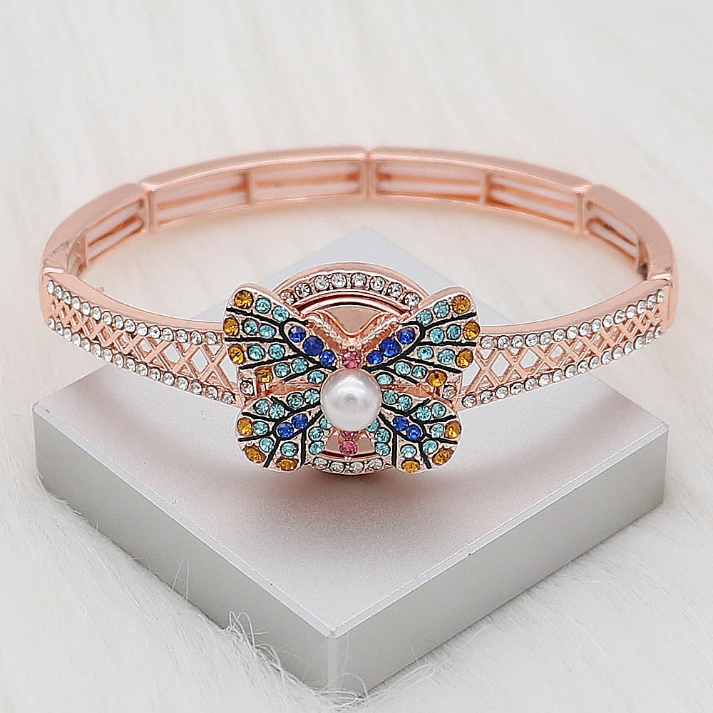 Blue and Yellow Butterfly Rose Gold Snap - Gracie Roze