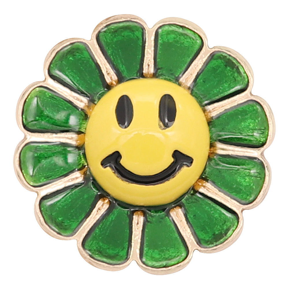 Green Smiling Flower Gold Snap - Gracie Roze