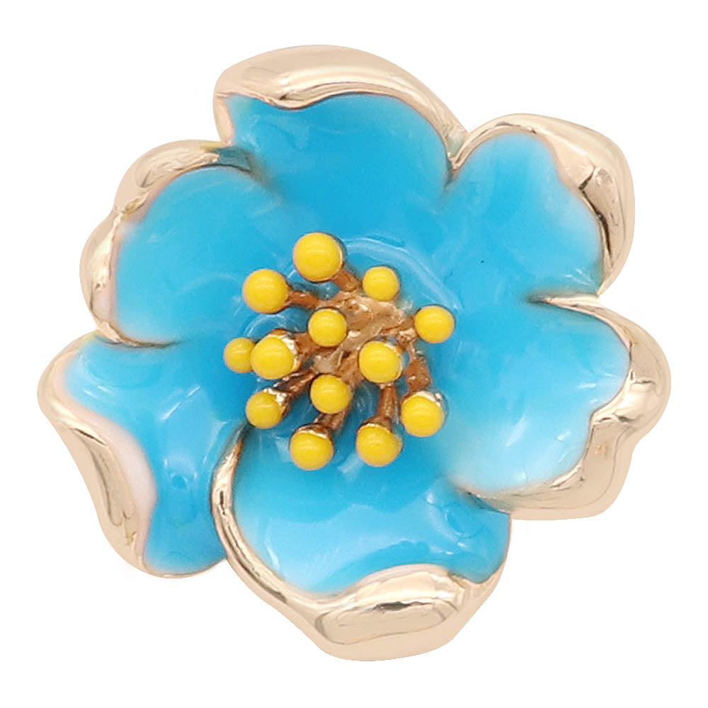 Aloha Blue Flower Gold Snap - Gracie Roze