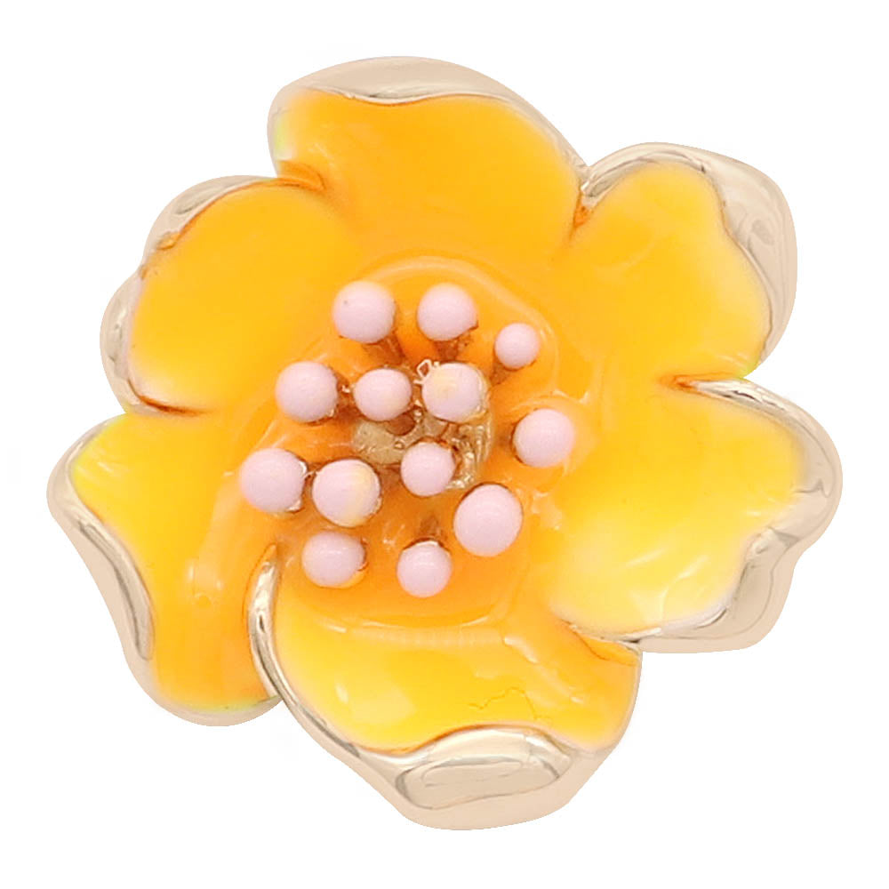 Aloha Yellow Flower Gold Snap - Gracie Roze