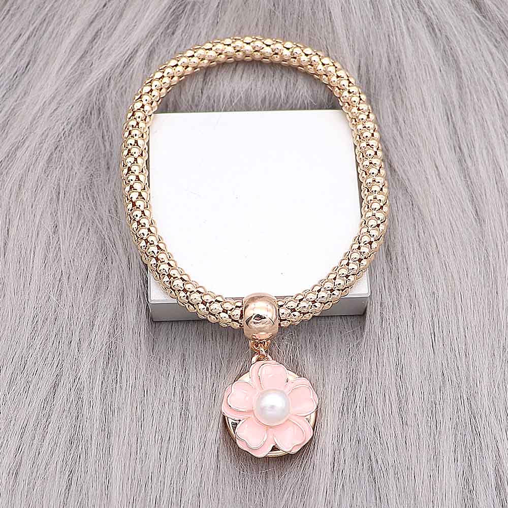 Gold Peach Pearl Flower Snap - Gracie Roze