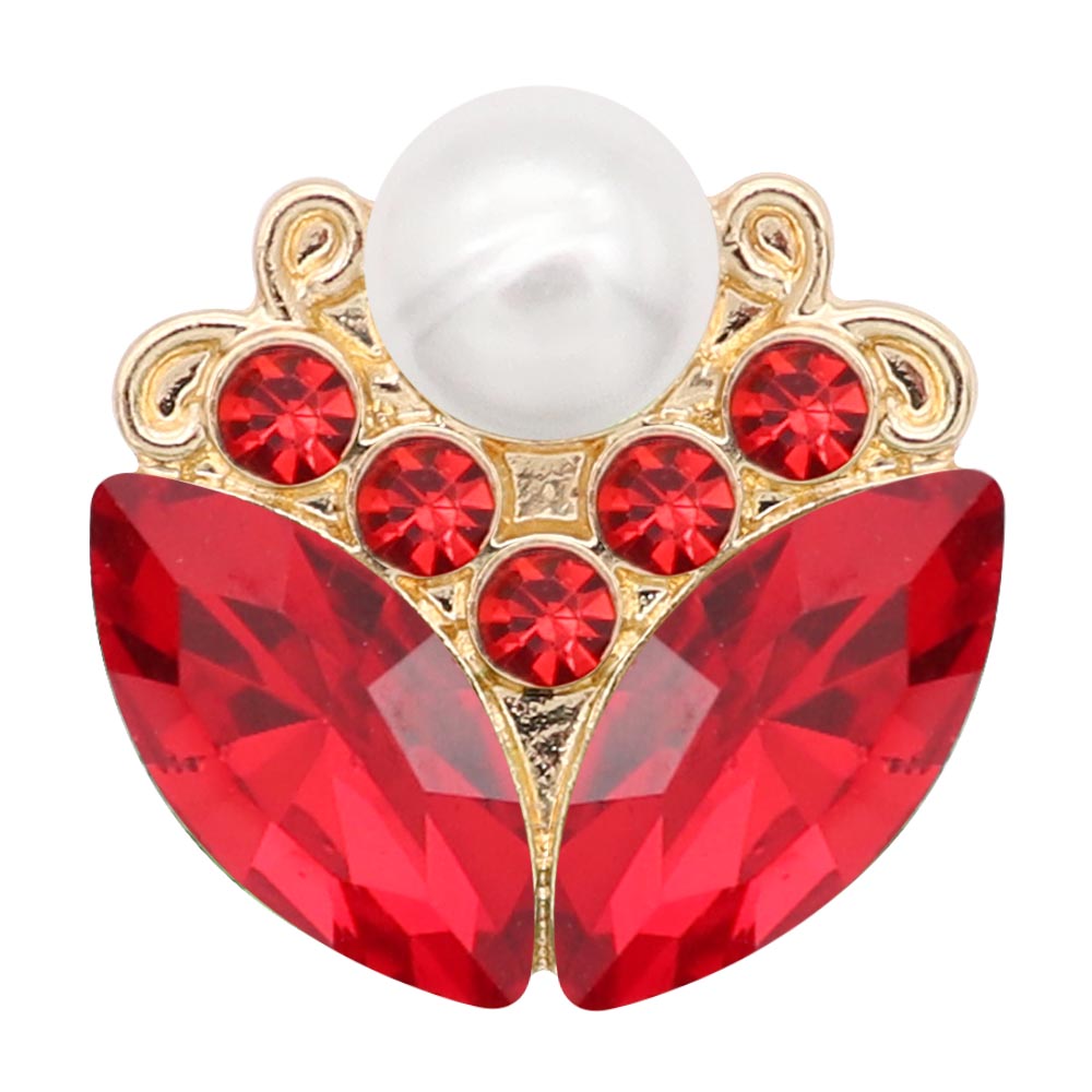 Lotus Pearl Red Gold Snap - Gracie Roze