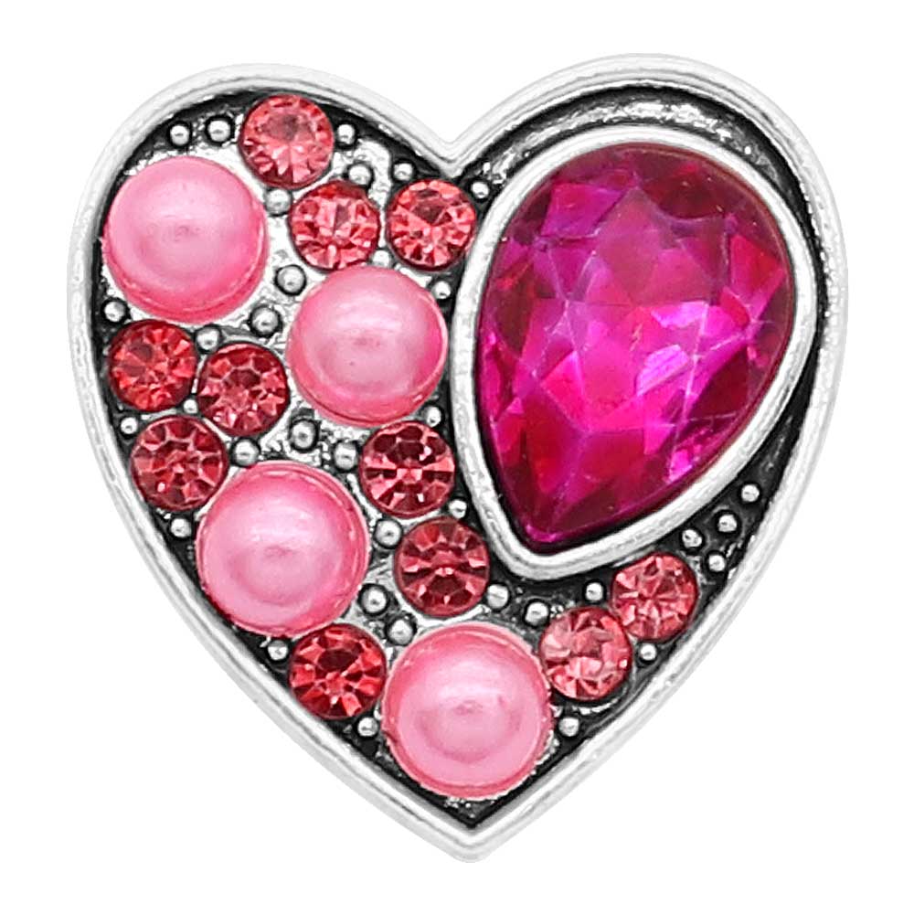 Pink Pearl Heart Snap - Gracie Roze