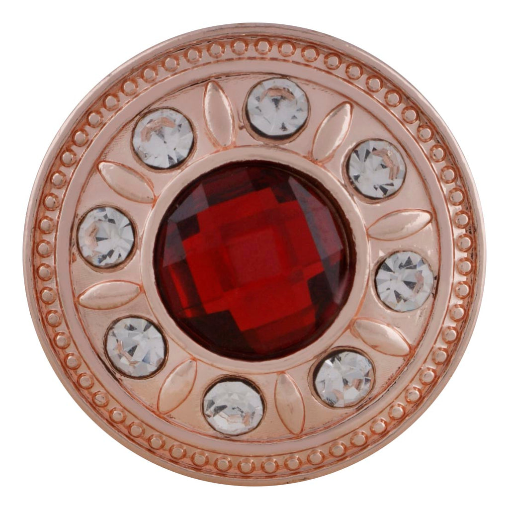 Red Crystal Shield Rose Gold Snap - Gracie Roze