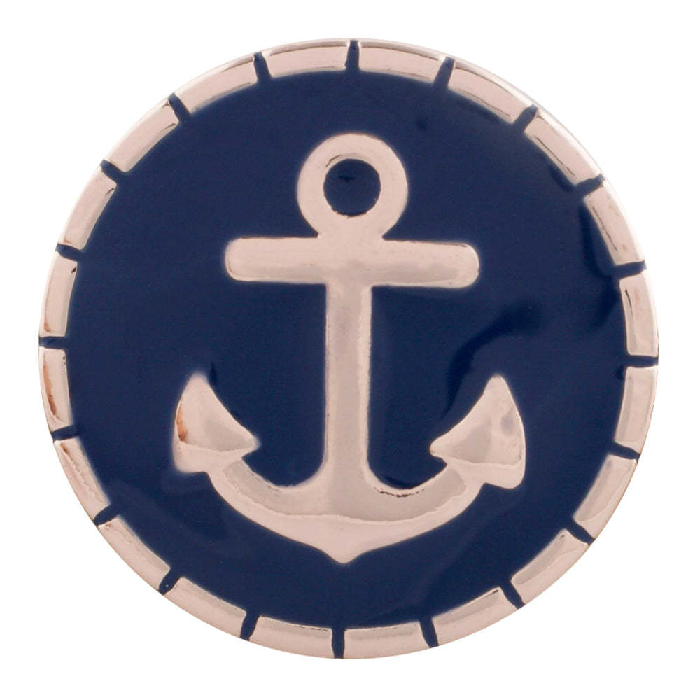 Navy Blue Anchor Rose Gold Snap - Gracie Roze