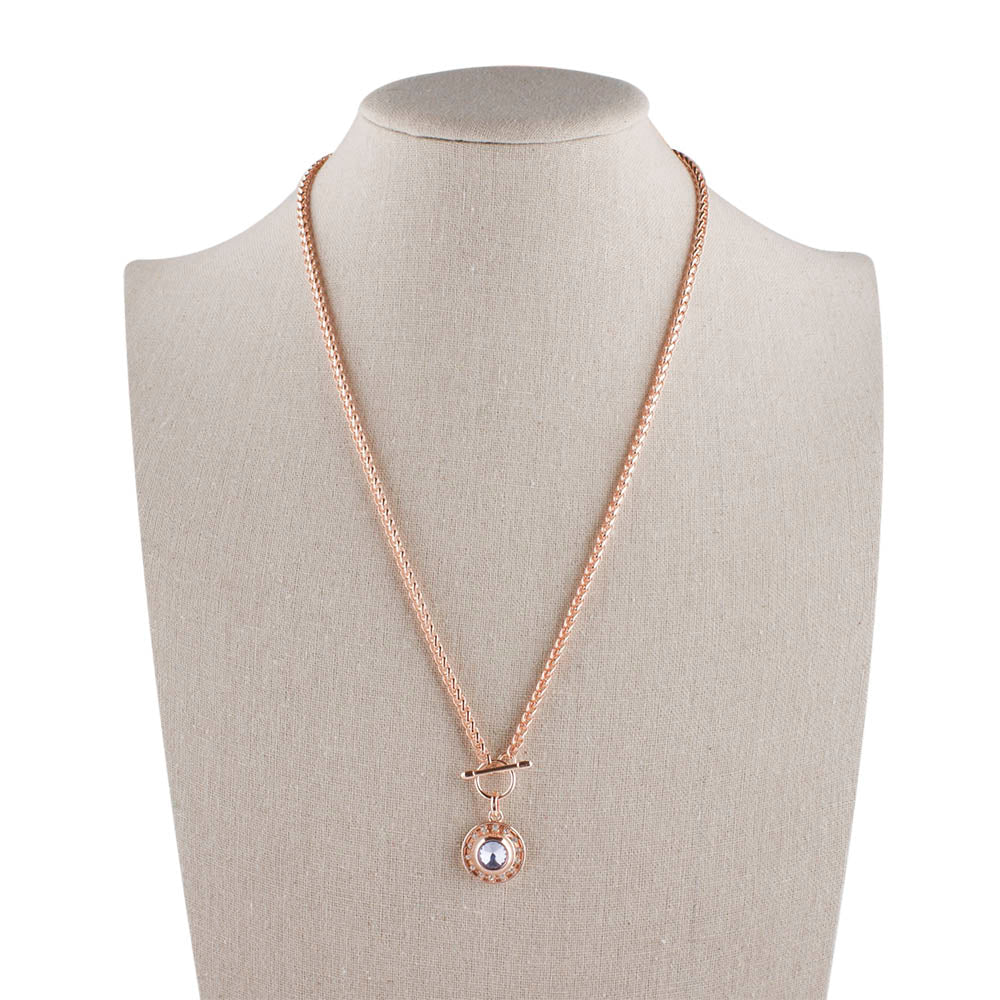 Rose Gold Crystal Toggle Mini Necklace - Gracie Roze