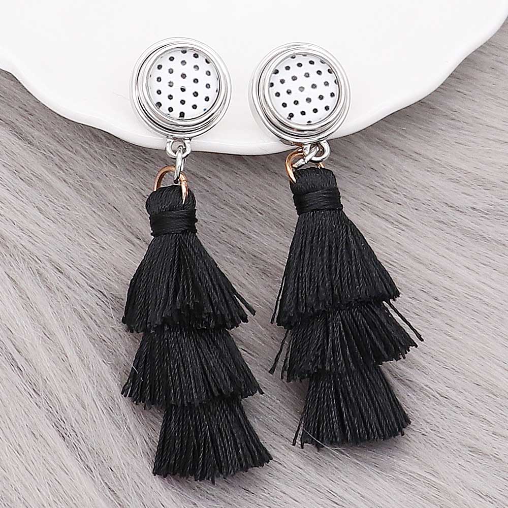 Black Tassel Mini Earrings - Gracie Roze