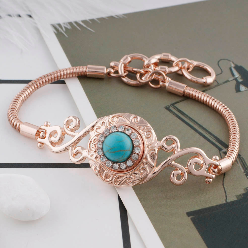Rose Gold Crystal Turquoise Mini Snap - Gracie Roze