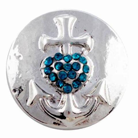 Metal Anchor with Blue Heart Snap - Gracie Roze