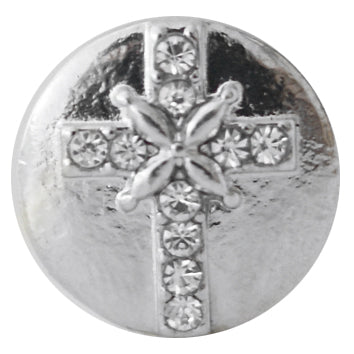 Mini Snap Silver Crystal Cross Snap - Gracie Roze