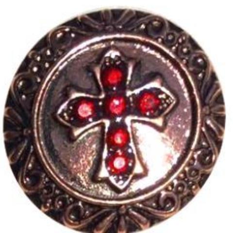 Bronze Red Crystal Cross Snap - Gracie Roze