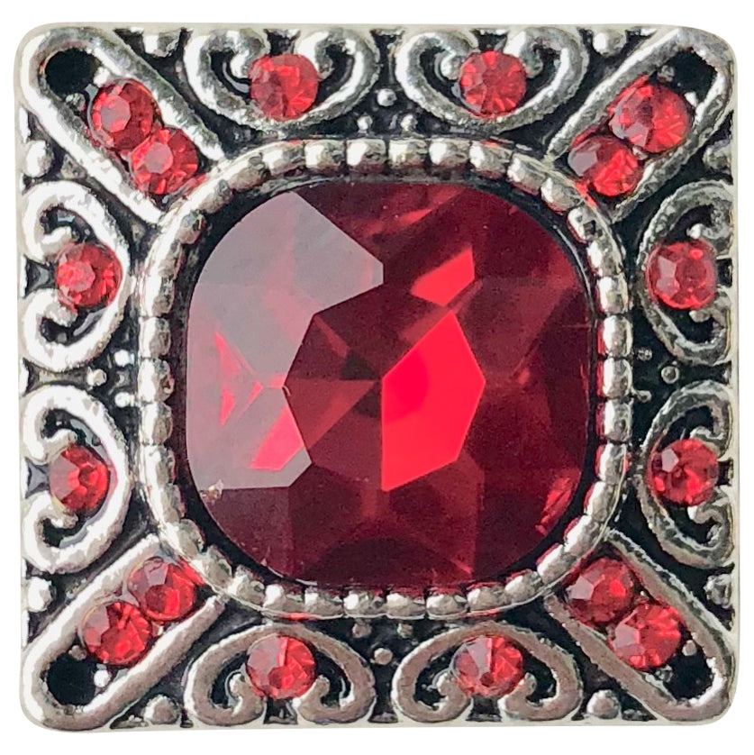 Square Red Crystal Snap - Gracie Roze