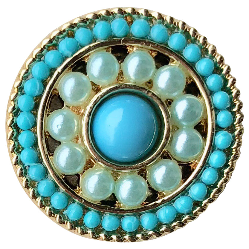 Pearl with Blue Stone Snap - Gracie Roze