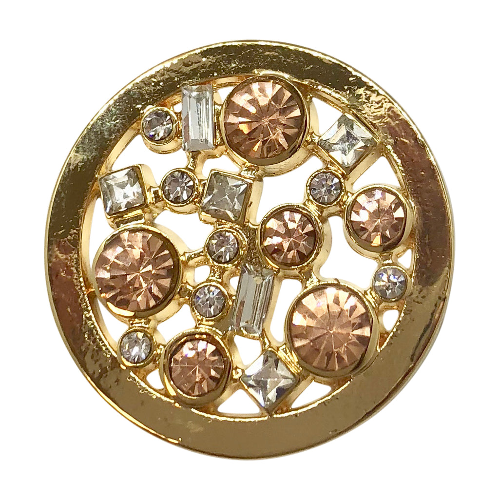 Gold with White and Rose Crystals Coin - Gracie Roze