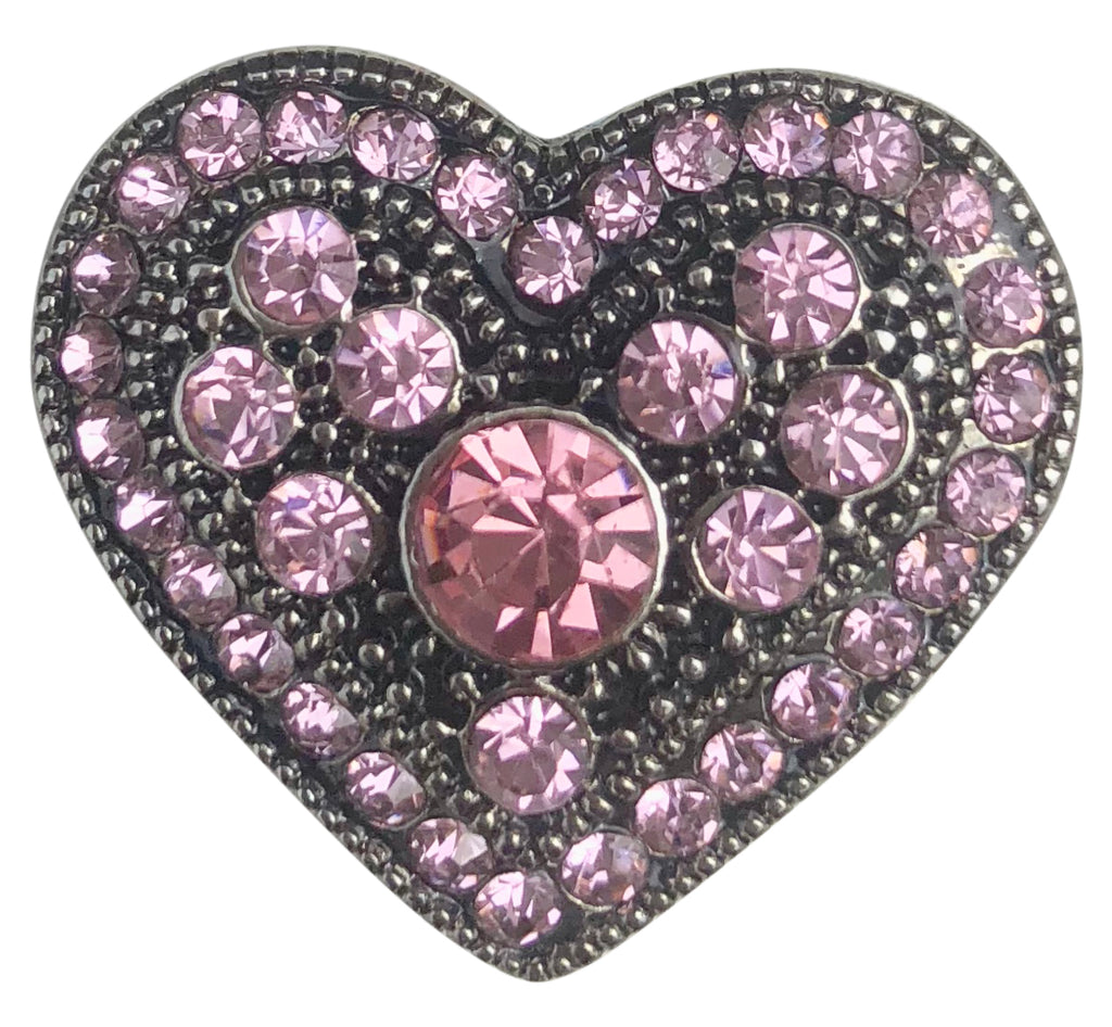 Pink Antique Crystal Heart Snap - Gracie Roze