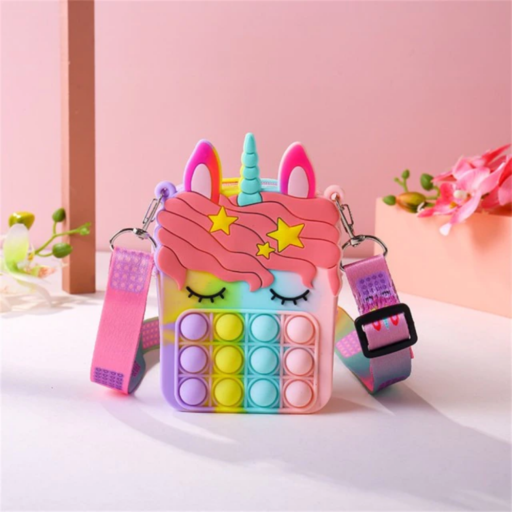 Pop It Fidget Toy Unicorn Clutch Rainbow Pastel - Gracie Roze