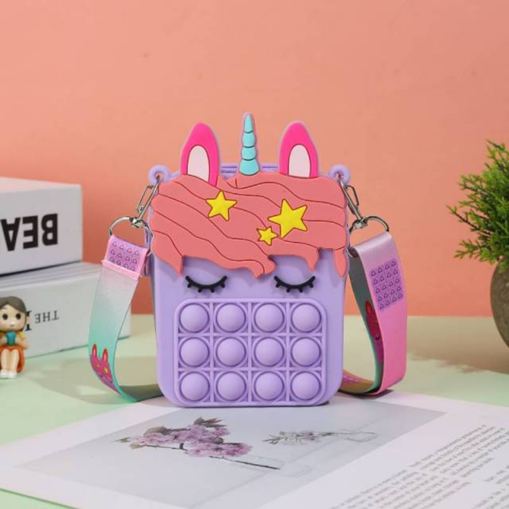Pop It Fidget Toy Unicorn Clutch Purple - Gracie Roze