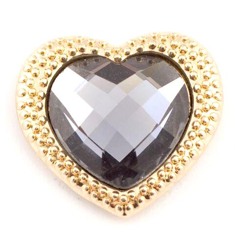 Gold Heart with Black Crystal Center Snap - Gracie Roze