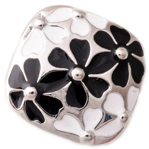 Black and White Metal Floral Snap - Gracie Roze