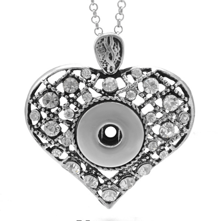 Large Patchwork Crystal Heart Snap Necklace - Gracie Roze