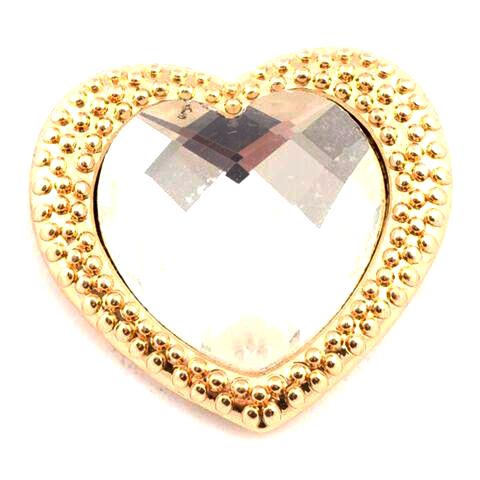 Gold Heart with White Crystal Snap - Gracie Roze