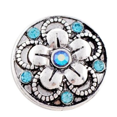 Baby Blue and Silver Crystal Flower Snap - Gracie Roze