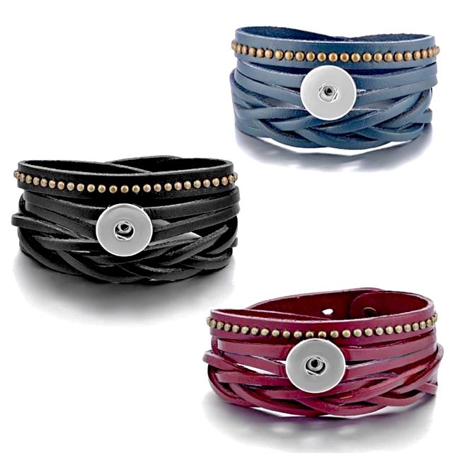 Wrap Leather Studded Snap Bracelet - Gracie Roze