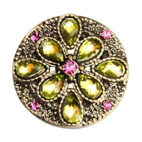 Green Crystal Fancy Floral Snap - Gracie Roze