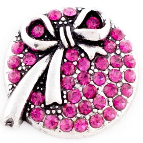 Hot Pink Crystal Bow Snap - Gracie Roze