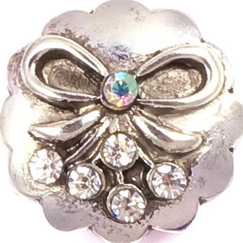 Silver Bow with Crystals Snap - Gracie Roze