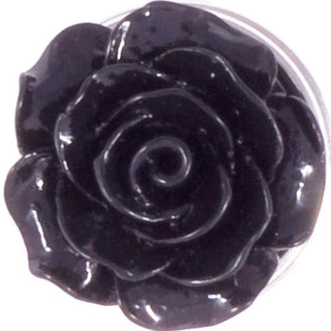 Black Resin Flower Snap - Gracie Roze