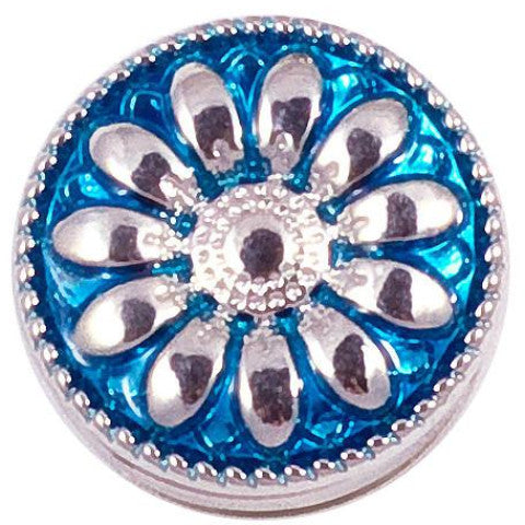 Metallic Blue and Silver Flower Snap - Gracie Roze