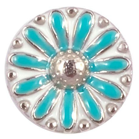 White and Blue Metal Flower Snap - Gracie Roze
