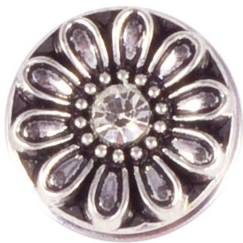 Metal Daisy with White Crystal Snap - Gracie Roze