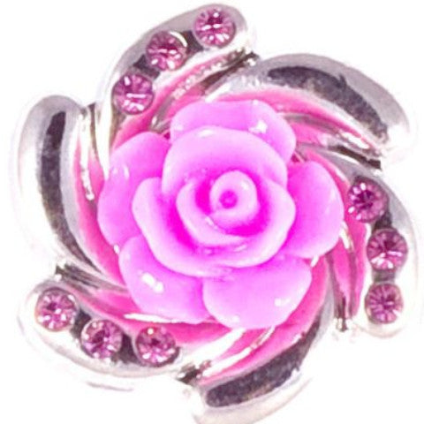 Pink Resin Flower with Crystal Snap - Gracie Roze