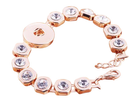Gold and White Crystal Snap Bracelet - Gracie Roze