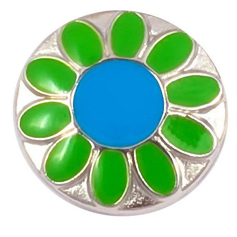 Blue and Green Metal Flower Snap - Gracie Roze