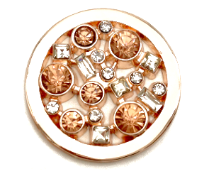 Rose Gold with White and Rose Crystals Coin - Gracie Roze
