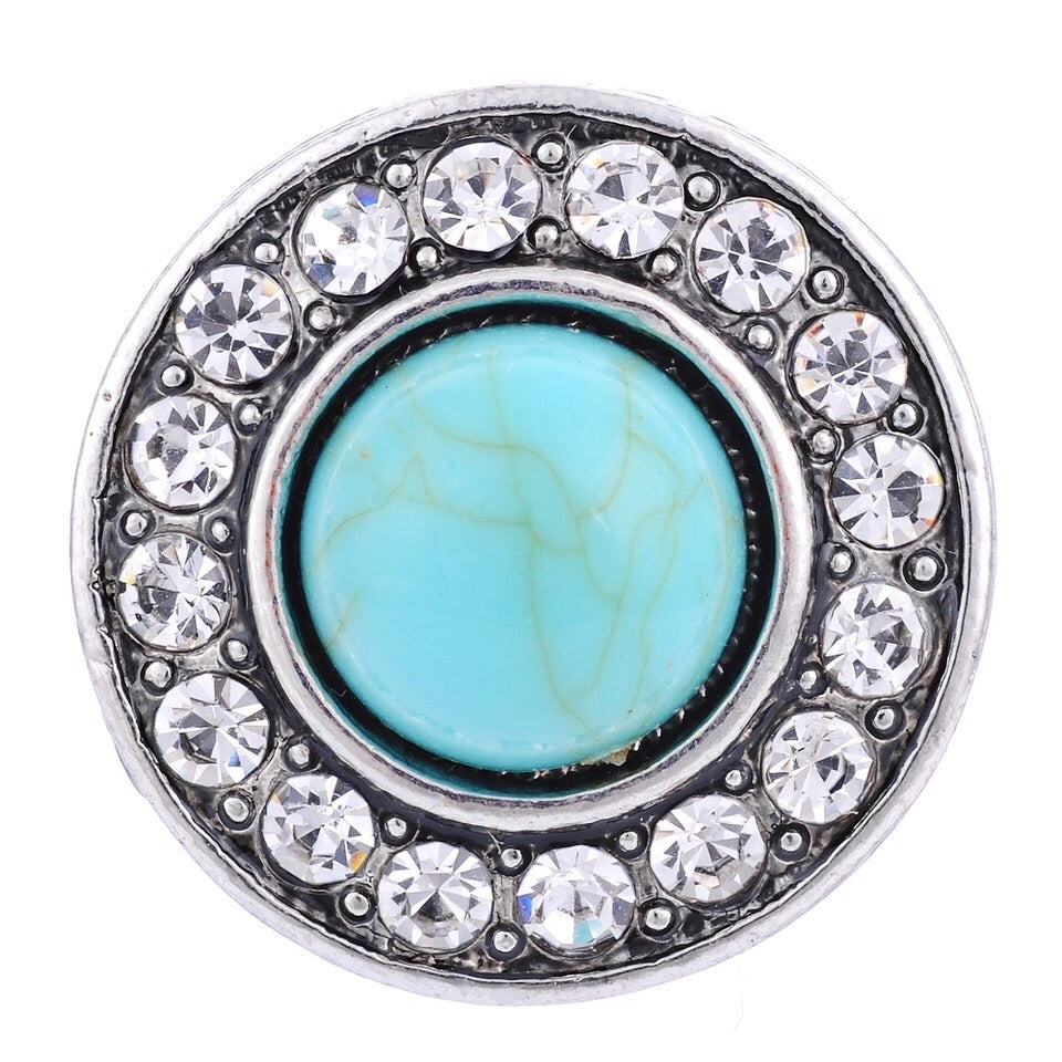 Turquoise Stone with Crystals Snap - Gracie Roze