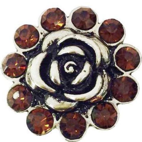 Brown Metal Flower with Crystals Snap - Gracie Roze