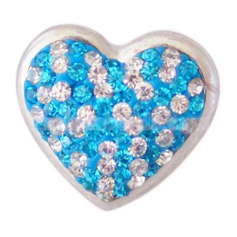 Blue and White Crystal Heart Snap - Gracie Roze
