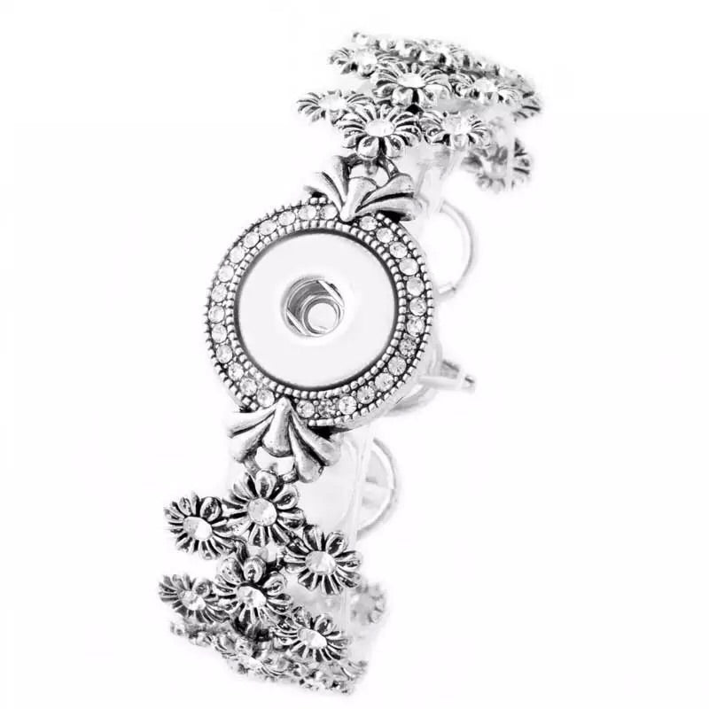 Flowers and Crystals Snap Bracelet - Gracie Roze