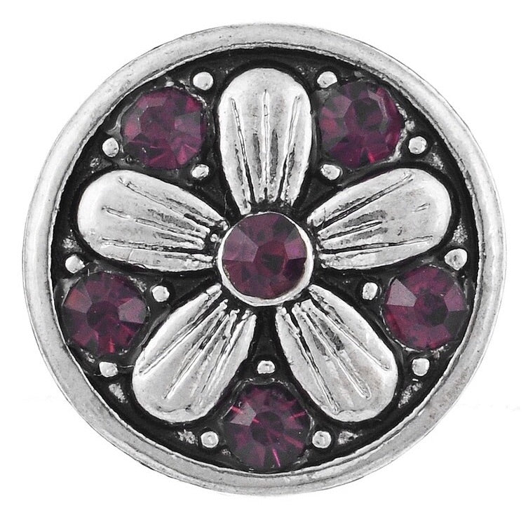 Plum and Silver Flower Mini Snap - Gracie Roze