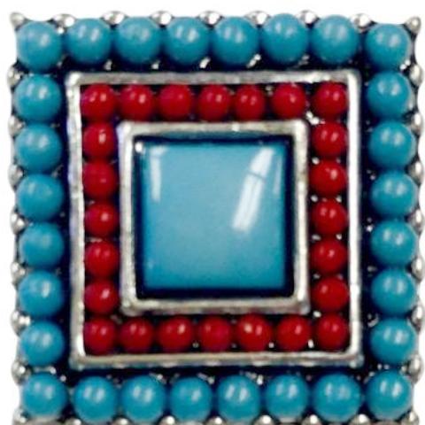 Red and Blue Clay Square Beaded Snap - Gracie Roze